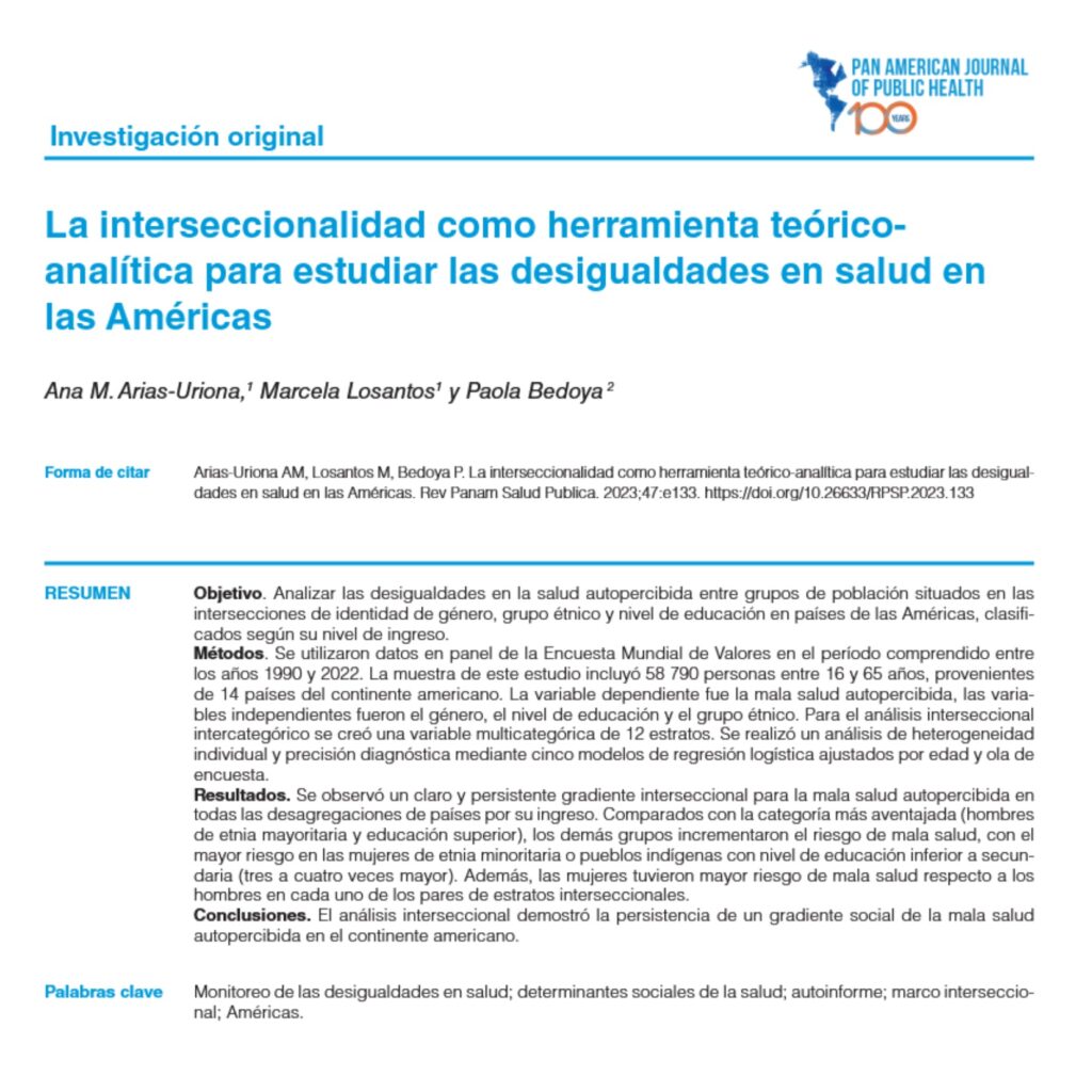 La interseccionalidad como herramienta teórico-analítica para estudiar las desigualdades en salud en las Américas