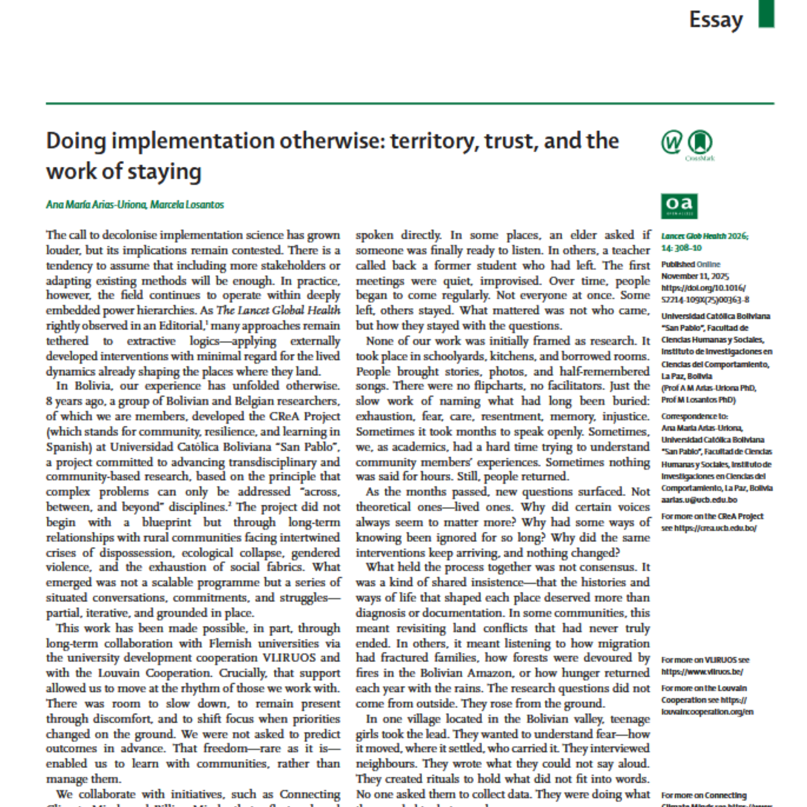 Doing implementation otherwise: territory, trust, and the work of staying
