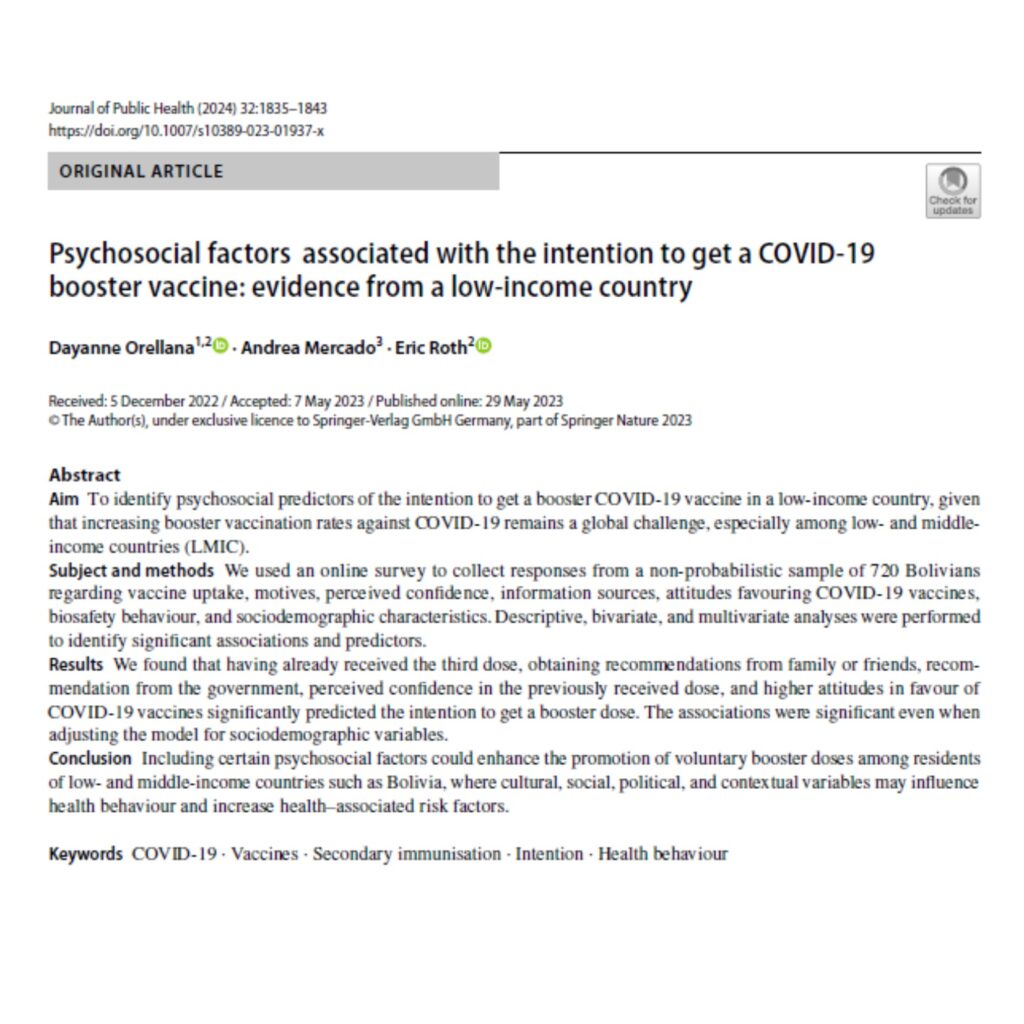 Psychosocial factors associated with the intention to get a COVID-19 booster vaccine: evidence from a low-income country