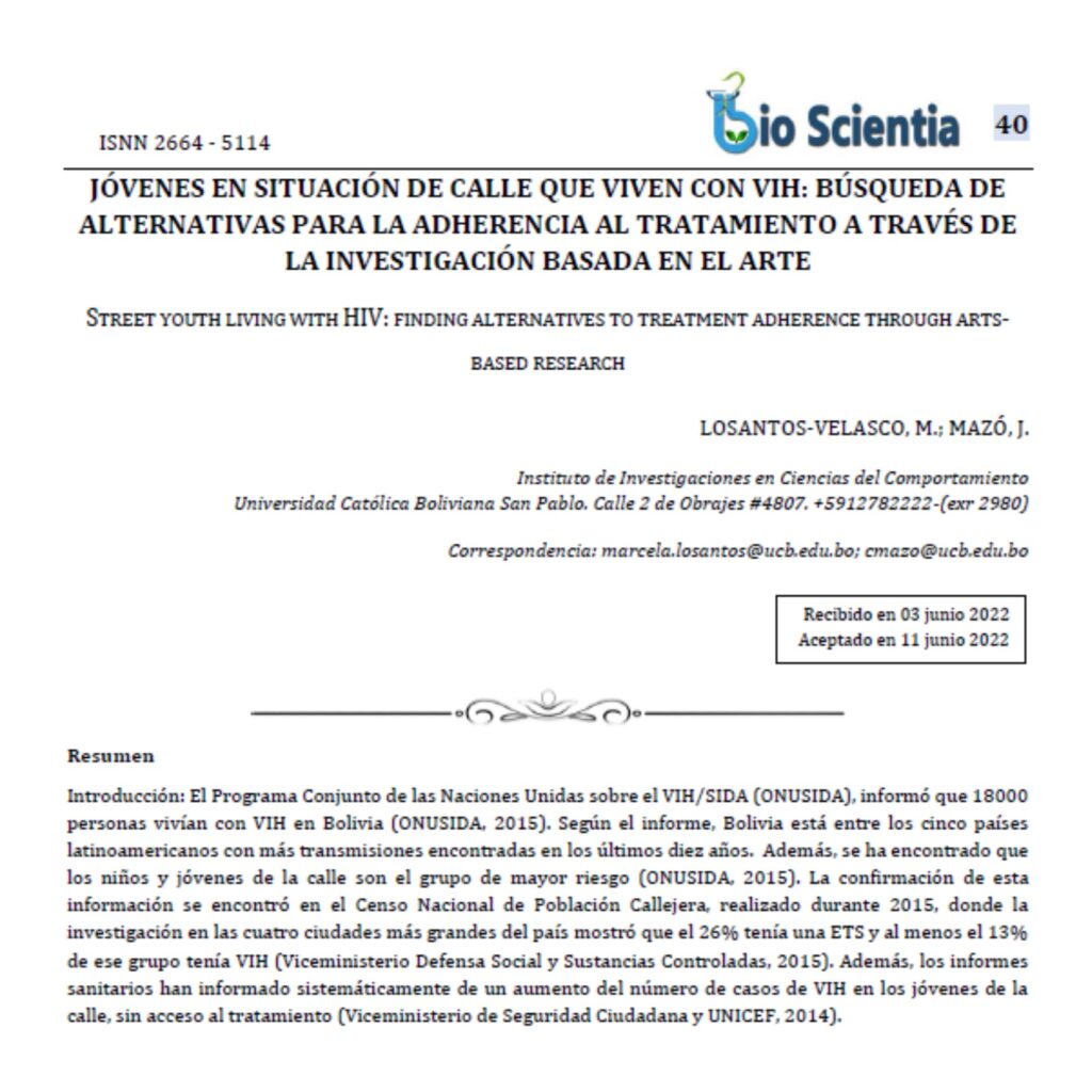 Jóvenes en situación de calle que viven con VIH: búsqueda de alternativas para la adherencia al tratamiento a través de la investigación basada en el arte