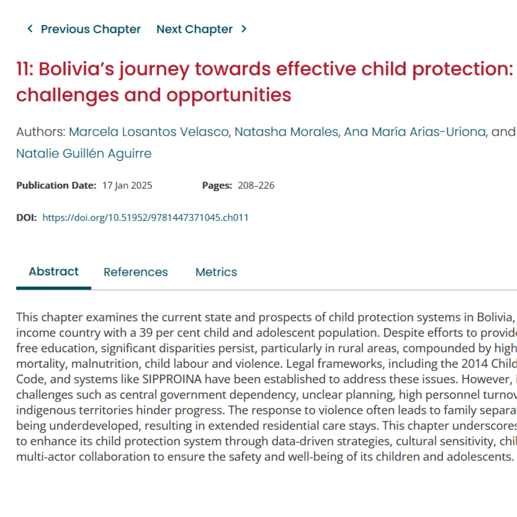 Bolivia’s journey towards effective child protection: challenges and opportunities